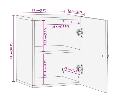 Armario de baño de pared madera maciza de acacia 38x33x48 cm