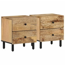 Mesitas de noche 2 uds madera maciza de mango 40x33x46 cm