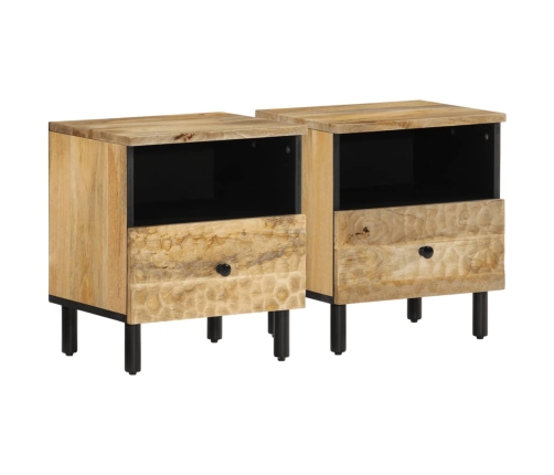 Mesitas de noche 2 uds madera maciza de mango 40x33x46 cm