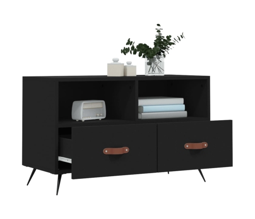 Mueble para TV madera contrachapada negro 80x36x50 cm