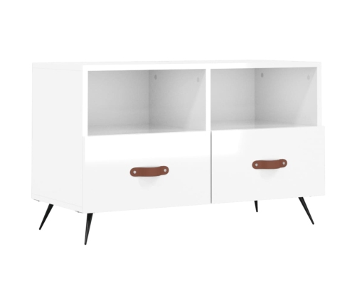 Mueble de TV madera contrachapada blanco brillo 80x36x50 cm