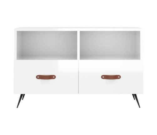 Mueble de TV madera contrachapada blanco brillo 80x36x50 cm