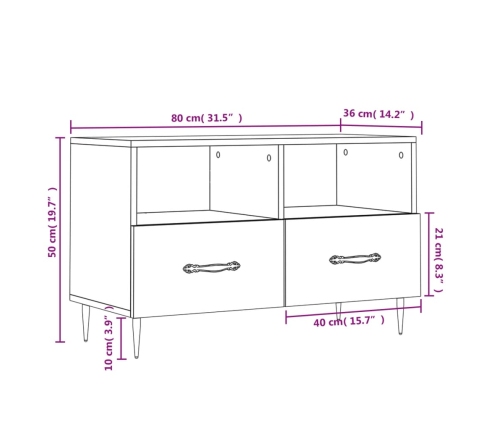 Mueble para TV madera contrachapada blanco 80x36x50 cm