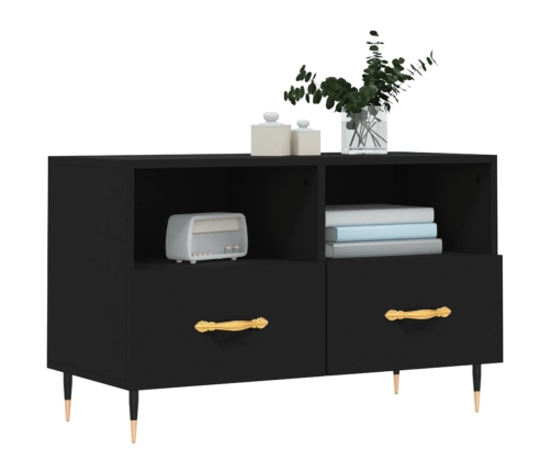 Mueble para TV madera contrachapada negro 80x36x50 cm