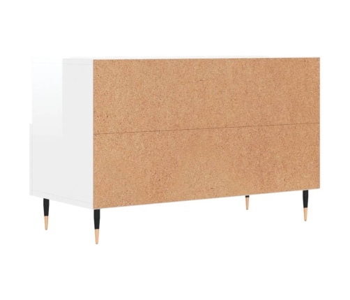 Mueble de TV madera contrachapada blanco brillo 80x36x50 cm