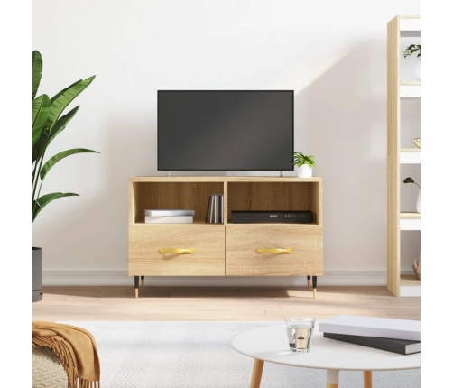 Mueble para TV madera contrachapada roble ahumado 80x36x50 cm