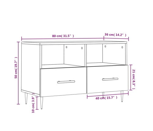 Mueble para TV madera contrachapada blanco 80x36x50 cm