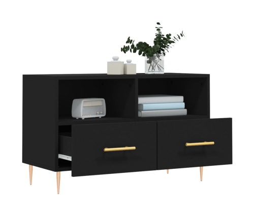 Mueble para TV madera contrachapada negro 80x36x50 cm