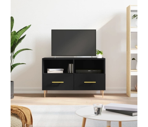 Mueble para TV madera contrachapada negro 80x36x50 cm