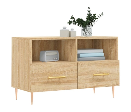 Mueble para TV madera contrachapada roble ahumado 80x36x50 cm