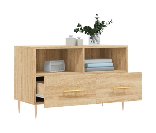 Mueble para TV madera contrachapada roble ahumado 80x36x50 cm