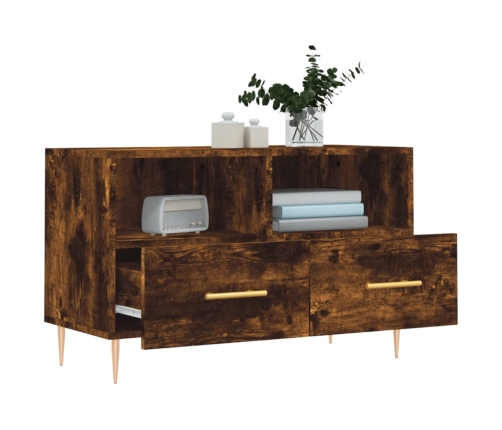 Mueble para TV madera contrachapada roble ahumado 80x36x50 cm