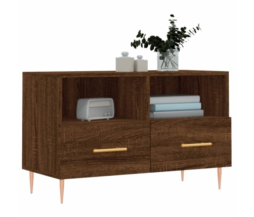 Mueble para TV madera contrachapada roble marrón 80x36x50 cm