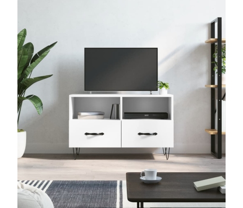 Mueble para TV madera contrachapada blanco 80x36x50 cm