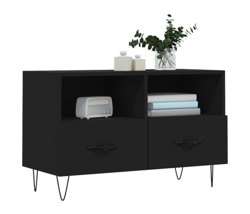 Mueble para TV madera contrachapada negro 80x36x50 cm