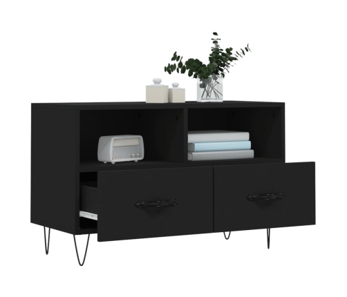 Mueble para TV madera contrachapada negro 80x36x50 cm