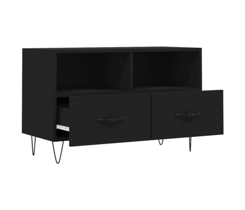 Mueble para TV madera contrachapada negro 80x36x50 cm