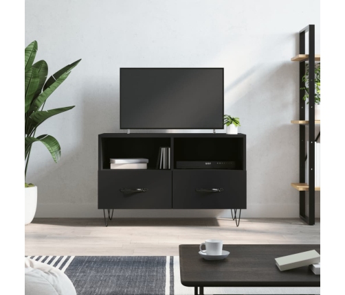 Mueble para TV madera contrachapada negro 80x36x50 cm