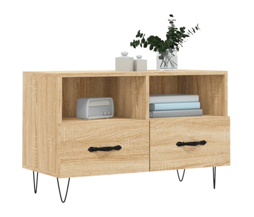 Mueble para TV madera contrachapada roble ahumado 80x36x50 cm