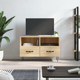 Mueble para TV madera contrachapada roble ahumado 80x36x50 cm