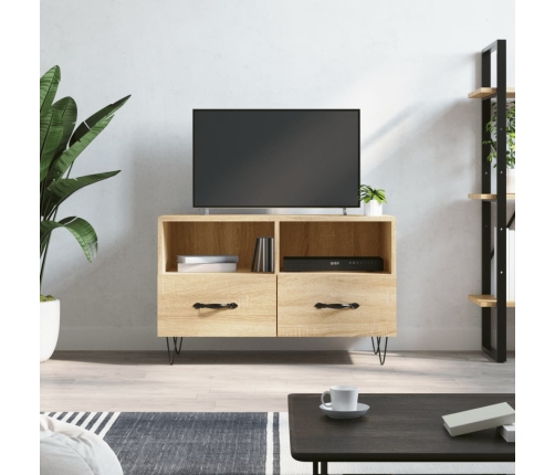 Mueble para TV madera contrachapada roble ahumado 80x36x50 cm