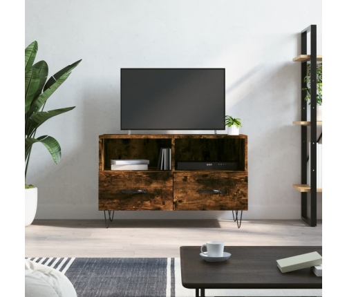 Mueble para TV madera contrachapada roble ahumado 80x36x50 cm