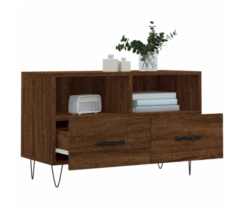 Mueble para TV madera contrachapada roble marrón 80x36x50 cm