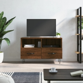 Mueble para TV madera contrachapada roble marrón 80x36x50 cm