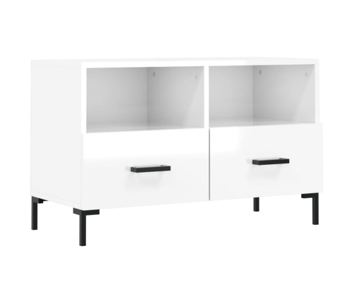 Mueble de TV madera contrachapada blanco brillo 80x36x50 cm