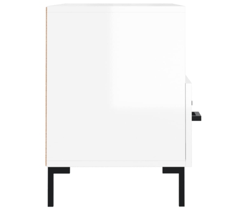 Mueble de TV madera contrachapada blanco brillo 80x36x50 cm