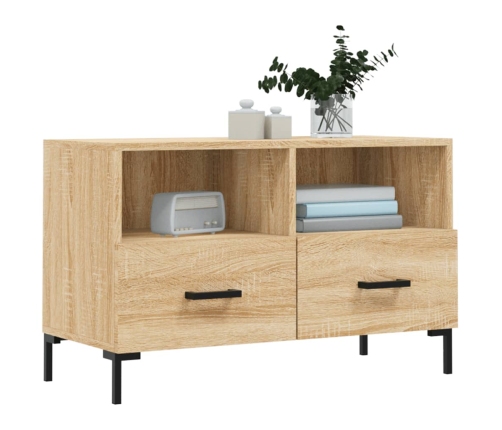 Mueble para TV madera contrachapada roble ahumado 80x36x50 cm