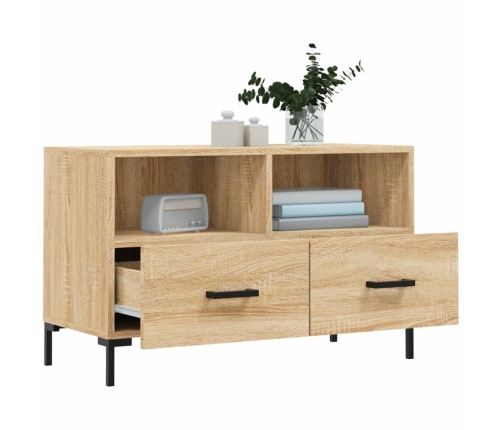 Mueble para TV madera contrachapada roble ahumado 80x36x50 cm