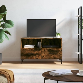 Mueble para TV madera contrachapada roble ahumado 80x36x50 cm