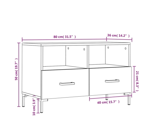 Mueble de TV madera de ingeniería gris Sonoma 80x36x50 cm