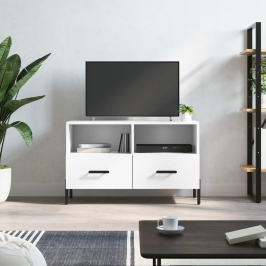 Mueble para TV madera contrachapada blanco 80x36x50 cm