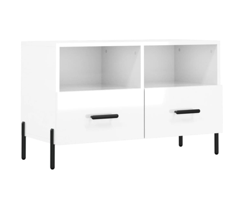 Mueble de TV madera contrachapada blanco brillo 80x36x50 cm