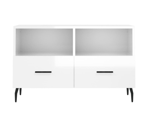 Mueble de TV madera contrachapada blanco brillo 80x36x50 cm