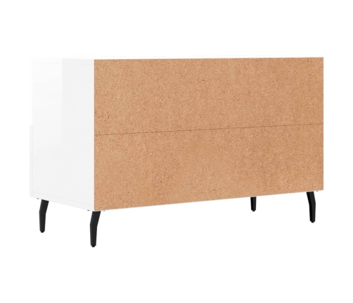 Mueble de TV madera contrachapada blanco brillo 80x36x50 cm