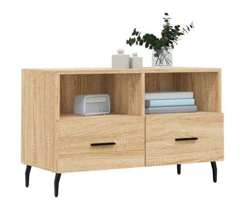 Mueble para TV madera contrachapada roble ahumado 80x36x50 cm