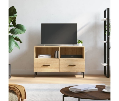 Mueble para TV madera contrachapada roble ahumado 80x36x50 cm