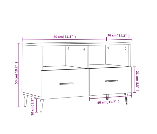 Mueble para TV madera contrachapada gris hormigón 80x36x50 cm