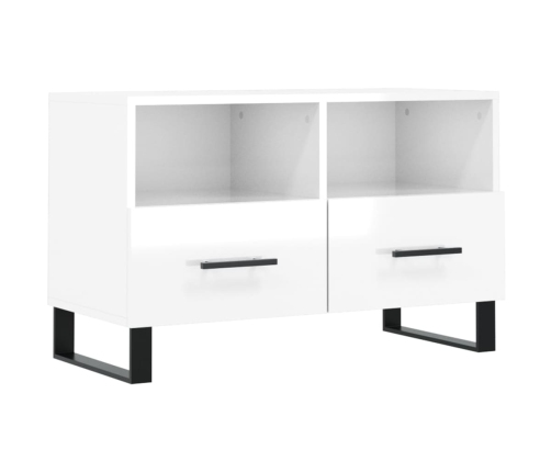 Mueble de TV madera contrachapada blanco brillo 80x36x50 cm