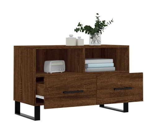 Mueble para TV madera contrachapada roble marrón 80x36x50 cm