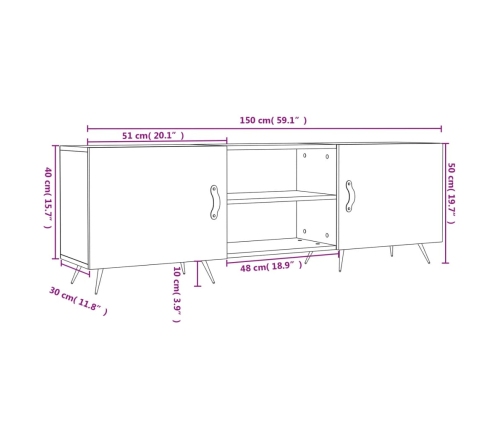 Mueble para TV madera de ingeniería blanco 150x30x50 cm