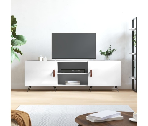 Mueble de TV madera de ingeniería blanco brillante 150x30x50 cm