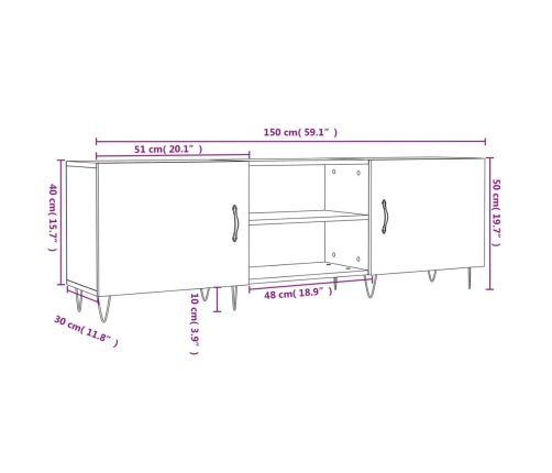 Mueble para TV madera de ingeniería blanco 150x30x50 cm