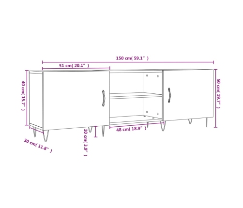 Mueble para TV madera de ingeniería roble Sonoma 150x30x50 cm