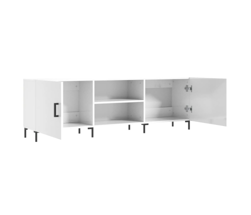 Mueble de TV madera de ingeniería blanco brillante 150x30x50 cm