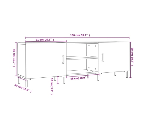 Mueble de TV madera de ingeniería roble ahumado 150x30x50 cm