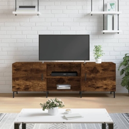 Mueble de TV madera de ingeniería roble ahumado 150x30x50 cm